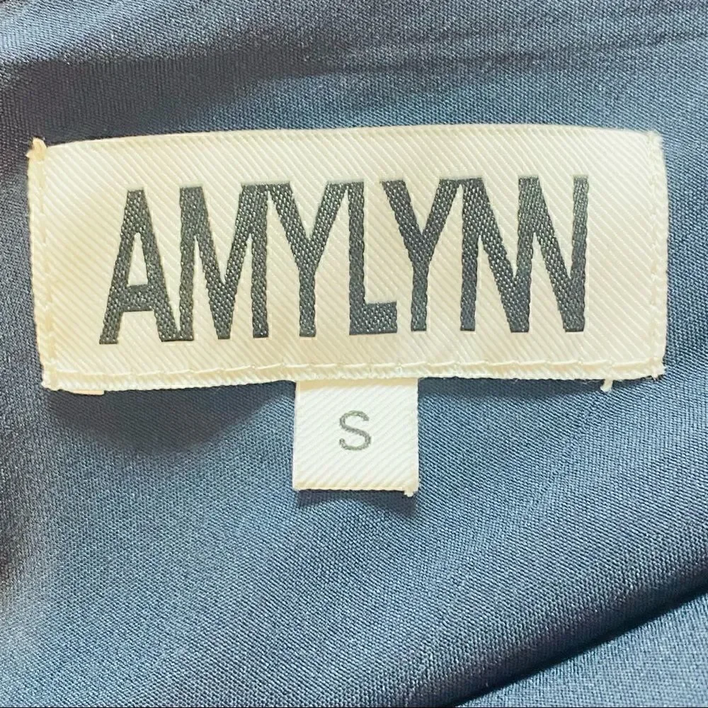 AMY LYNN One-Shoulder navy blue  Satin Dress NWOT size small